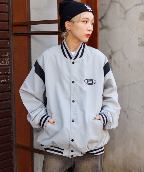 SPINNS（スピンズ）の「【ユニセックスで着用可能】ラインリブナイロンスタジャン（スタジャン・メンズ・ブラック/グレー/カーキ・ONESIZE）」の19枚目の写真