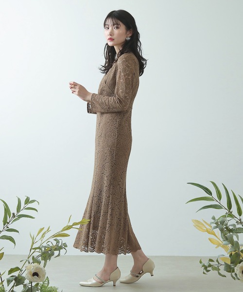 Kana（カナ）の「上品 シンプル 花柄 総レース マーメイド ワンピース