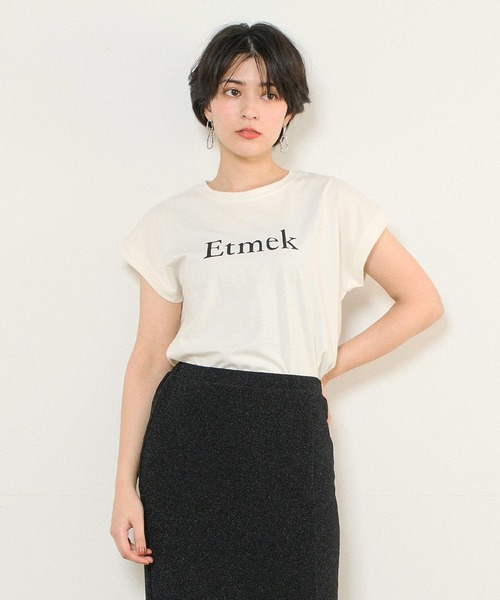 INED CLARO（イネドクラロ）の「EtmekロゴフレンチスリーブTシャツ（Tシャツ/カットソー・レディース・ブラック/オフホワイト・フリー）」の2枚目の写真