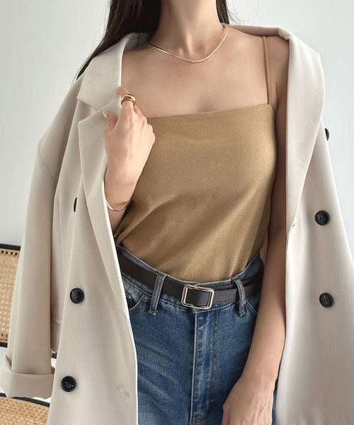 andme(アンドミー)の「【新色追加】コットンスムースカップ付きキャミソール(キャミソール・レディース・チャコールグレー/ブラウン/キナリ/ブラック/セージグリーン/ベージュ/ネイビー・M)」の8枚目の写真