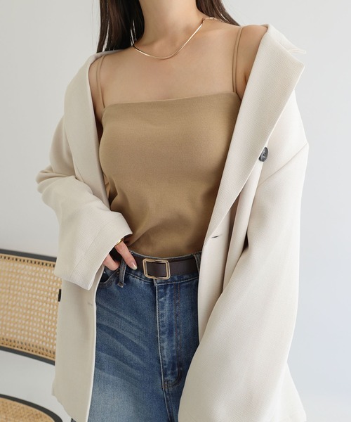 andme(アンドミー)の「【新色追加】コットンスムースカップ付きキャミソール(キャミソール・レディース・チャコールグレー/ブラウン/キナリ/ブラック/セージグリーン/ベージュ/ネイビー・M)」の9枚目の写真