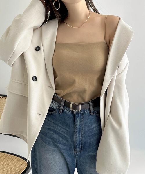 andme(アンドミー)の「【新色追加】コットンスムースカップ付きキャミソール(キャミソール・レディース・チャコールグレー/ブラウン/キナリ/ブラック/セージグリーン/ベージュ/ネイビー・M)」の11枚目の写真