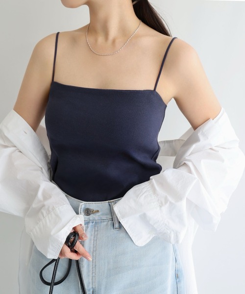 andme(アンドミー)の「【新色追加】コットンスムースカップ付きキャミソール(キャミソール・レディース・チャコールグレー/ブラウン/キナリ/ブラック/セージグリーン/ベージュ/ネイビー・M)」の13枚目の写真