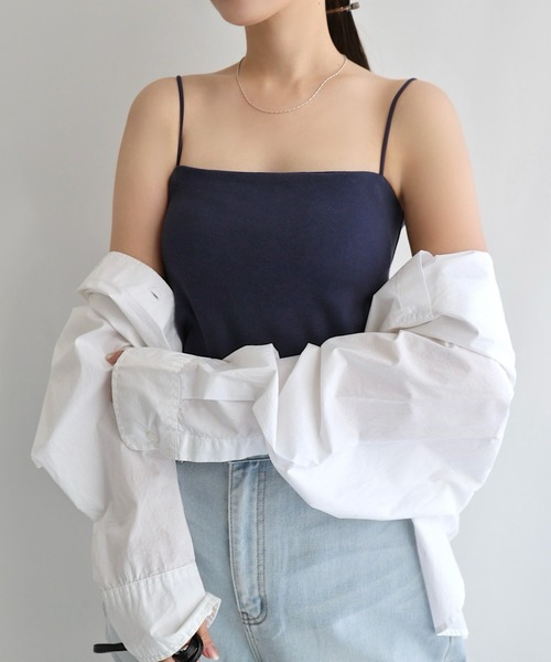 andme(アンドミー)の「【新色追加】コットンスムースカップ付きキャミソール(キャミソール・レディース・チャコールグレー/ブラウン/キナリ/ブラック/セージグリーン/ベージュ/ネイビー・M)」の14枚目の写真