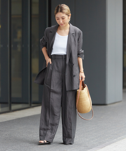 【美品】plage VIS/LINEN DB ジャケット / グレー plage（プラージュ）の「VIS/LINEN DB ジャケット（テーラード