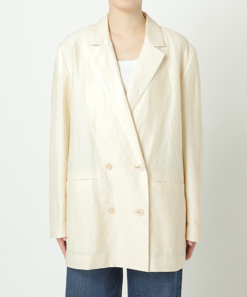【美品】plage VIS/LINEN DB ジャケット / グレー plage（プラージュ）の「VIS/LINEN DB ジャケット（テーラード