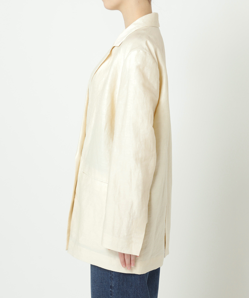 【美品】plage VIS/LINEN DB ジャケット / グレー 美品】plage VIS/LINEN DB ジャケット / グレー