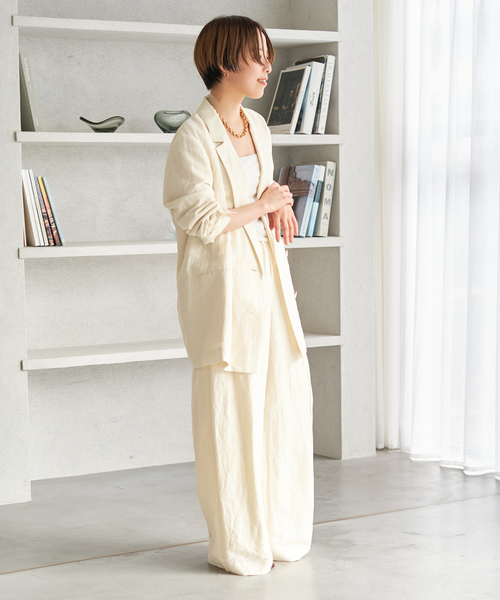 【美品】plage VIS/LINEN DB ジャケット / グレー 美品】plage VIS/LINEN DB ジャケット / グレー