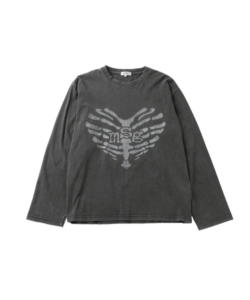 MSG（エムエスジー）の「ヴィンテージライクロングスリーブハートモチーフピグメントロンT（Tシャツ/カットソー・メンズ・ブラック/オフホワイト/グレー・XL/S/M/L）」の12枚目の写真