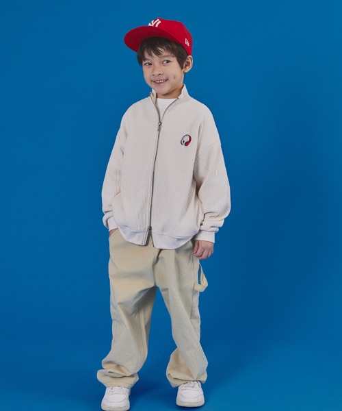 PAIRMANON STREET（ペアマノンストリート）の「【PAIRMANON STREET】長袖 ワッフル ドライバーズ ジップ カーディガン（カーディガン/ボレロ・キッズ・ネイビー/アイボリー/ブラック・100/110/120/130/140/150/90）」の5枚目の写真