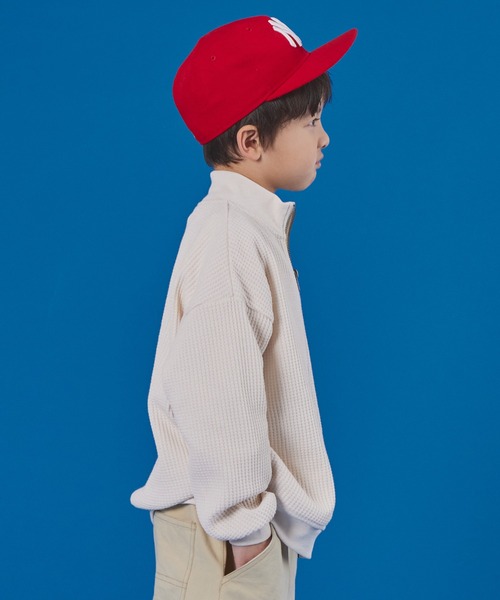 PAIRMANON STREET（ペアマノンストリート）の「【PAIRMANON STREET】長袖 ワッフル ドライバーズ ジップ カーディガン（カーディガン/ボレロ・キッズ・ネイビー/アイボリー/ブラック・100/110/120/130/140/150/90）」の8枚目の写真