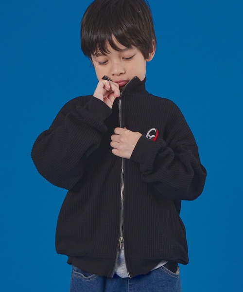 PAIRMANON STREET（ペアマノンストリート）の「【PAIRMANON STREET】長袖 ワッフル ドライバーズ ジップ カーディガン（カーディガン/ボレロ・キッズ・ネイビー/アイボリー/ブラック・100/110/120/130/140/150/90）」の9枚目の写真