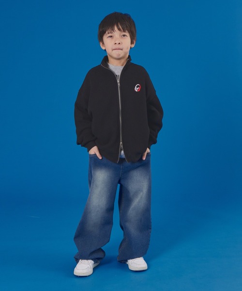 PAIRMANON STREET（ペアマノンストリート）の「【PAIRMANON STREET】長袖 ワッフル ドライバーズ ジップ カーディガン（カーディガン/ボレロ・キッズ・ネイビー/アイボリー/ブラック・100/110/120/130/140/150/90）」の11枚目の写真