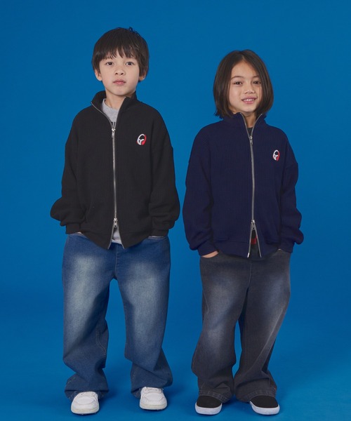 PAIRMANON STREET（ペアマノンストリート）の「【PAIRMANON STREET】長袖 ワッフル ドライバーズ ジップ カーディガン（カーディガン/ボレロ・キッズ・ネイビー/アイボリー/ブラック・100/110/120/130/140/150/90）」の13枚目の写真