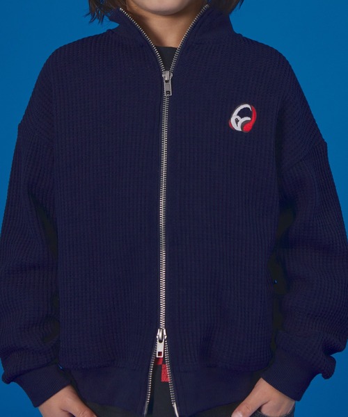 PAIRMANON STREET（ペアマノンストリート）の「【PAIRMANON STREET】長袖 ワッフル ドライバーズ ジップ カーディガン（カーディガン/ボレロ・キッズ・ネイビー/アイボリー/ブラック・100/110/120/130/140/150/90）」の16枚目の写真