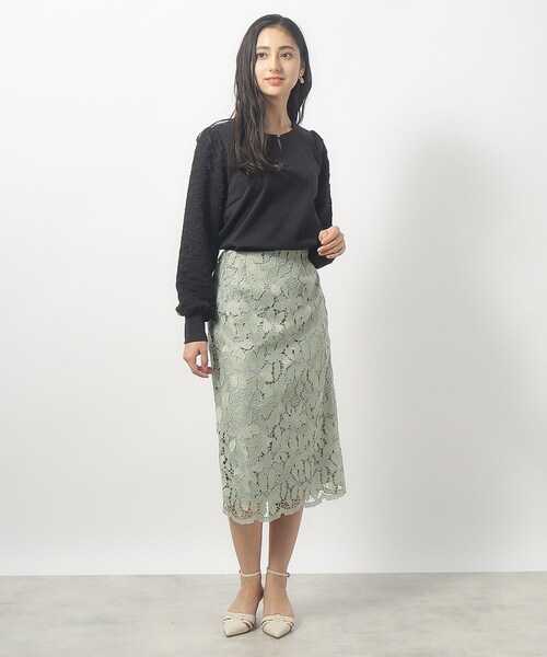 index（インデックス）の「◆キーネックプルオーバー【洗濯機洗い可】（Tシャツ/カットソー・レディース・ホワイト/ライトグリーン/ブラック・36/38/40/42）」の9枚目の写真