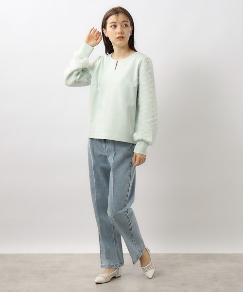 index（インデックス）の「◆キーネックプルオーバー【洗濯機洗い可】（Tシャツ/カットソー・レディース・ホワイト/ライトグリーン/ブラック・36/38/40/42）」の13枚目の写真