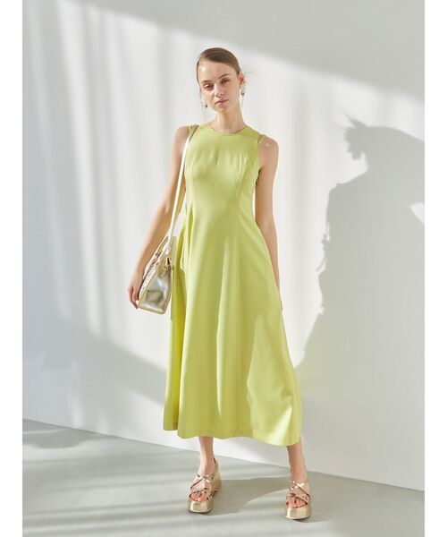 MERCURYDUO(マーキュリーデュオ)の「リネンライクバックシャンカラーワンピース(ワンピース・レディース・ブラック/ピンク/ライム・SMALL/MEDIUM)」の5枚目の写真