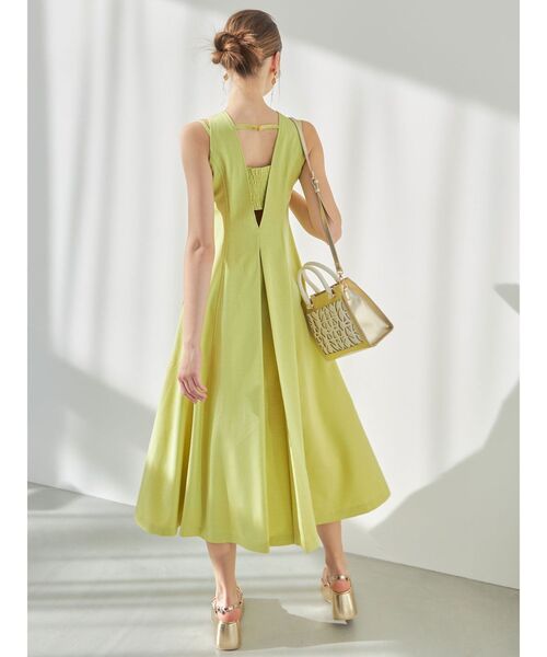 MERCURYDUO(マーキュリーデュオ)の「リネンライクバックシャンカラーワンピース(ワンピース・レディース・ブラック/ピンク/ライム・SMALL/MEDIUM)」の8枚目の写真