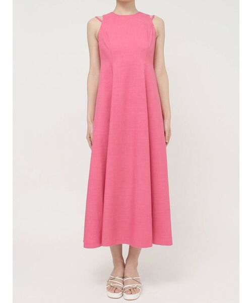 MERCURYDUO(マーキュリーデュオ)の「リネンライクバックシャンカラーワンピース(ワンピース・レディース・ブラック/ピンク/ライム・SMALL/MEDIUM)」の21枚目の写真