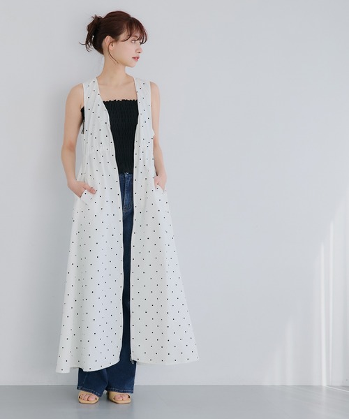 coca（coca）（コカ）の「【WEB限定セール】パリフワVネックジッパージャンパースカート（ジャンパースカート・レディース・ホワイト/ブラック/ドット・ONE SIZE/M/L）」の8枚目の写真