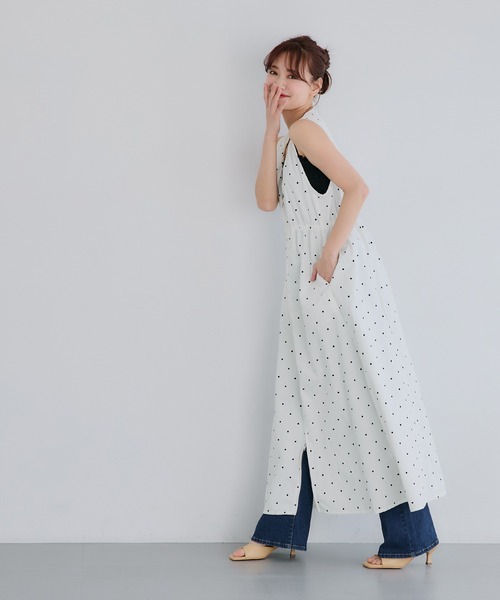 coca（coca）（コカ）の「【WEB限定セール】パリフワVネックジッパージャンパースカート（ジャンパースカート・レディース・ホワイト/ブラック/ドット・ONE SIZE/M/L）」の9枚目の写真