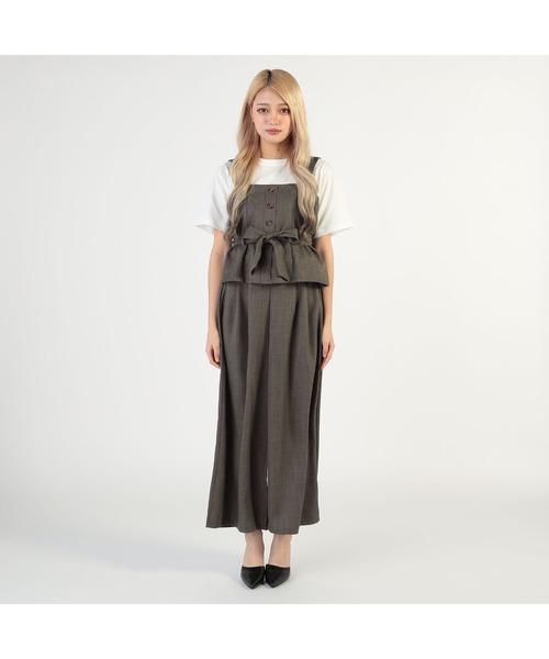 CECIL McBEE(セシルマクビー)の「ウエストリボンビスチェxワイドパンツ インナー3点SET(ワンピース・レディース・グレー/ブラック/グリーン/モカ・MEDIUM/LARGE)」の9枚目の写真