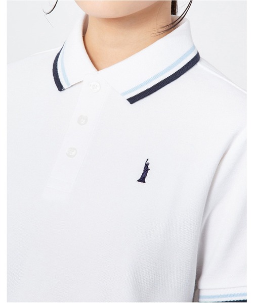 IZOD ポロシャツ ネイビー 襟袖ライン入り 90s あいみょん EASTBOY（イーストボーイ）の「ポロシャツ 半袖 ライン入り