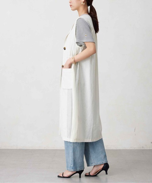 Chez toi(シェトワ)の「リネン×シアー切替ドロストジレコート(ベスト・レディース・ベージュ/オフホワイト/ブラック・FREE)」の17枚目の写真