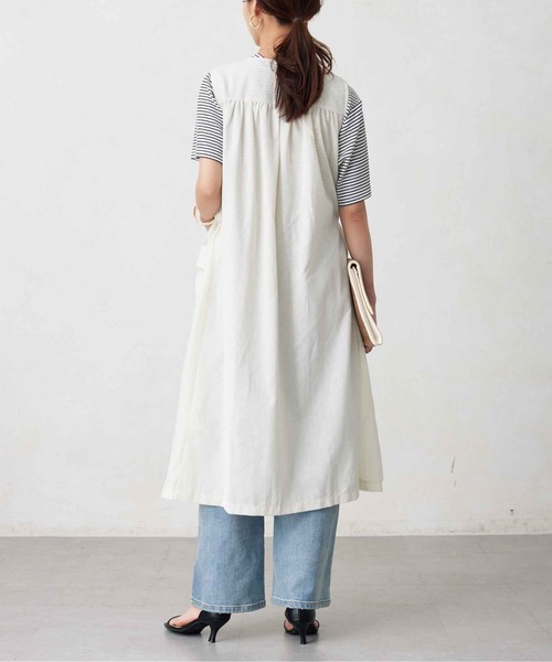 Chez toi(シェトワ)の「リネン×シアー切替ドロストジレコート(ベスト・レディース・ベージュ/オフホワイト/ブラック・FREE)」の16枚目の写真
