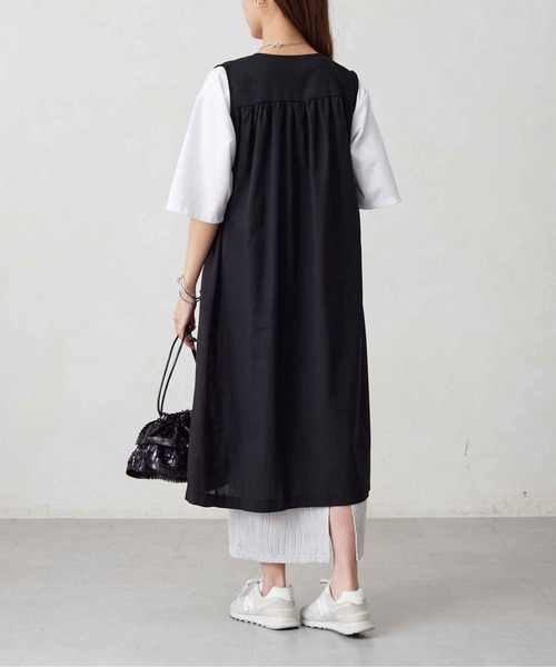 Chez toi(シェトワ)の「リネン×シアー切替ドロストジレコート(ベスト・レディース・ベージュ/オフホワイト/ブラック・FREE)」の8枚目の写真
