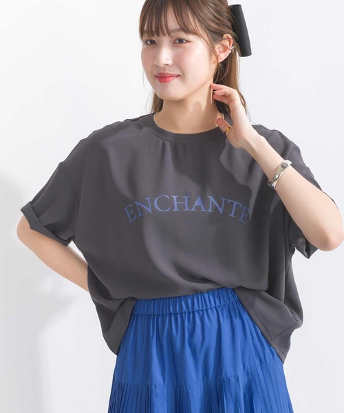 PICCIN(ピッチン)の「【WEB限定】フロント配色ロゴジョーゼットプルオーバー(Tシャツ/カットソー・レディース・オフホワイト/チャコールグレー/ブラック・M)」の3枚目の写真