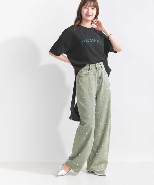 PICCIN(ピッチン)の「【WEB限定】フロント配色ロゴジョーゼットプルオーバー(Tシャツ/カットソー・レディース・オフホワイト/チャコールグレー/ブラック・M)」の7枚目の写真