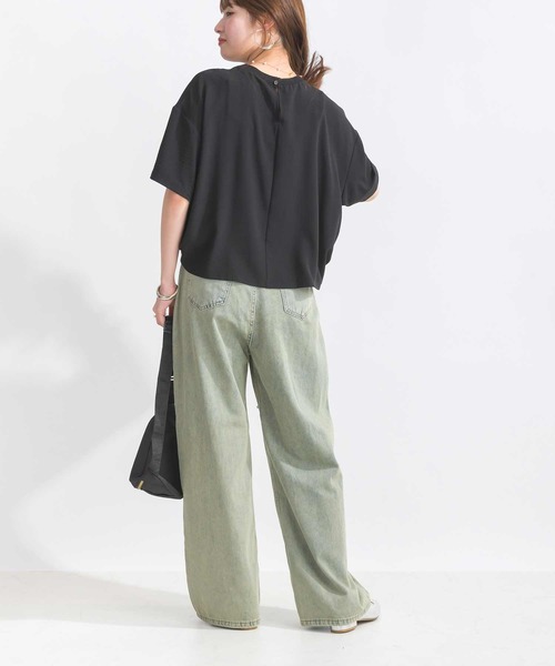 PICCIN(ピッチン)の「【WEB限定】フロント配色ロゴジョーゼットプルオーバー(Tシャツ/カットソー・レディース・オフホワイト/チャコールグレー/ブラック・M)」の9枚目の写真
