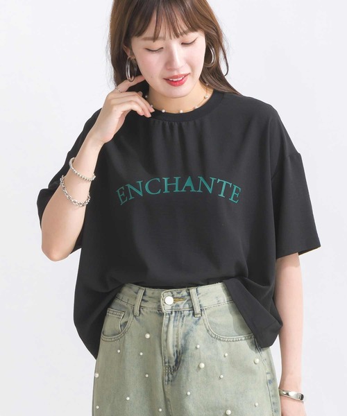 PICCIN(ピッチン)の「【WEB限定】フロント配色ロゴジョーゼットプルオーバー(Tシャツ/カットソー・レディース・オフホワイト/チャコールグレー/ブラック・M)」の5枚目の写真
