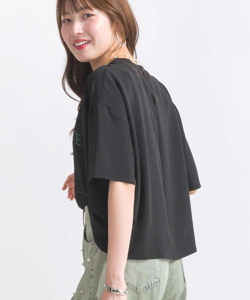 PICCIN(ピッチン)の「【WEB限定】フロント配色ロゴジョーゼットプルオーバー(Tシャツ/カットソー・レディース・オフホワイト/チャコールグレー/ブラック・M)」の6枚目の写真