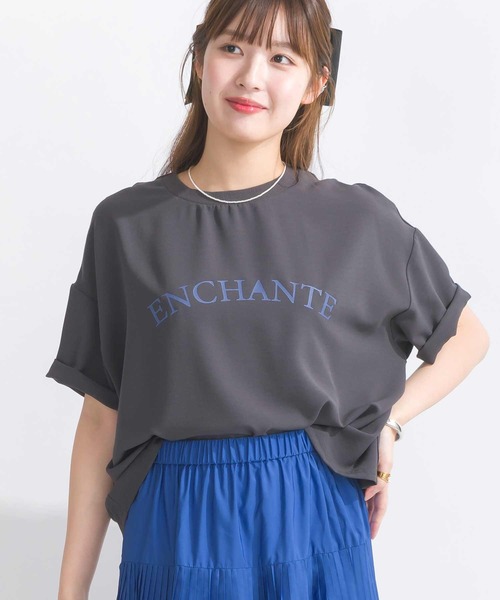 PICCIN(ピッチン)の「【WEB限定】フロント配色ロゴジョーゼットプルオーバー(Tシャツ/カットソー・レディース・オフホワイト/チャコールグレー/ブラック・M)」の11枚目の写真
