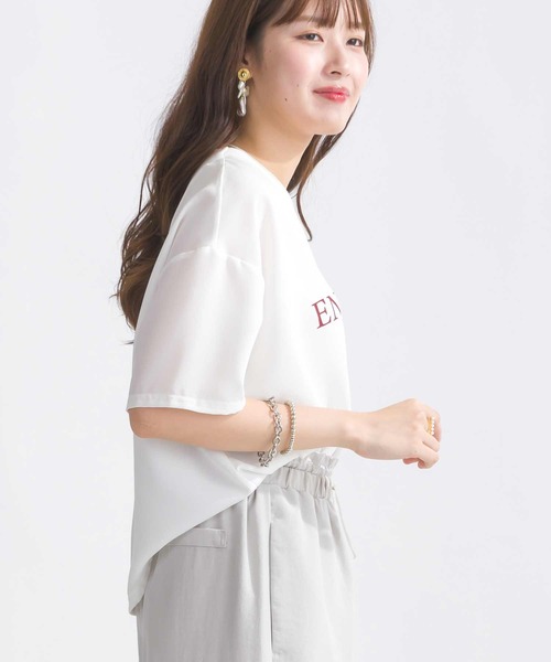 PICCIN(ピッチン)の「【WEB限定】フロント配色ロゴジョーゼットプルオーバー(Tシャツ/カットソー・レディース・オフホワイト/チャコールグレー/ブラック・M)」の18枚目の写真