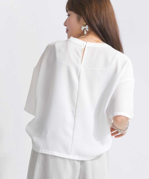 PICCIN(ピッチン)の「【WEB限定】フロント配色ロゴジョーゼットプルオーバー(Tシャツ/カットソー・レディース・オフホワイト/チャコールグレー/ブラック・M)」の19枚目の写真