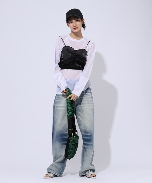 ENIM BY VICKY(エニムバイビッキー)の「シアーラグランロンT《手洗い可能》(Tシャツ/カットソー・レディース・ホワイト/ブルー/ブラック・M)」の22枚目の写真