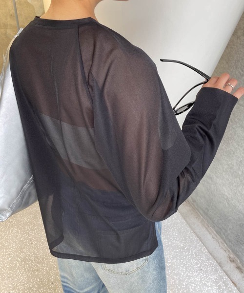 ENIM BY VICKY(エニムバイビッキー)の「シアーラグランロンT《手洗い可能》(Tシャツ/カットソー・レディース・ホワイト/ブルー/ブラック・M)」の17枚目の写真