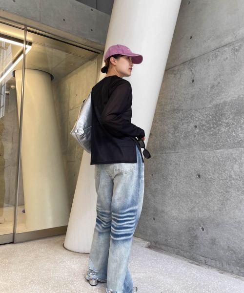 ENIM BY VICKY(エニムバイビッキー)の「シアーラグランロンT《手洗い可能》(Tシャツ/カットソー・レディース・ホワイト/ブルー/ブラック・M)」の20枚目の写真