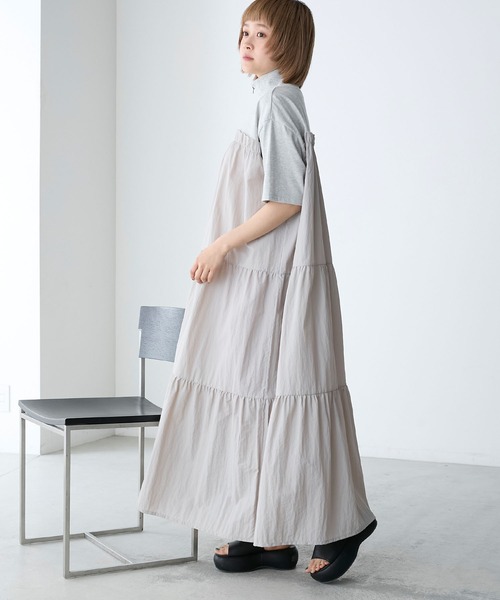 forksy.(フォルクシー)の「【forksy.】ハーフジップドッキングティアード半袖ワンピース(ワンピース・レディース・オートミール/ネイビー/スミクロ/ライトブルー/グレー・FREE)」の20枚目の写真