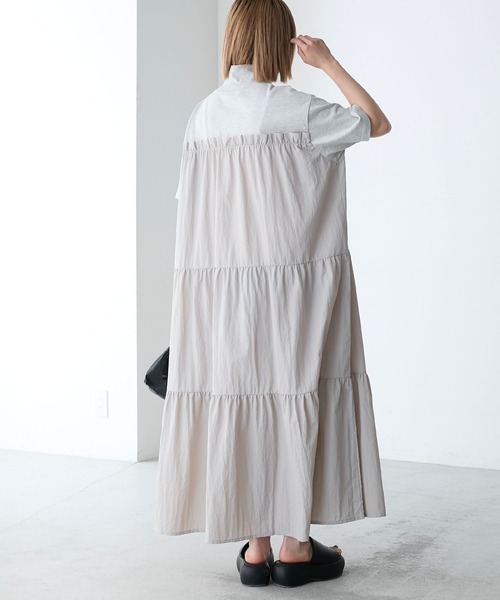 forksy.(フォルクシー)の「【forksy.】ハーフジップドッキングティアード半袖ワンピース(ワンピース・レディース・オートミール/ネイビー/スミクロ/ライトブルー/グレー・FREE)」の12枚目の写真