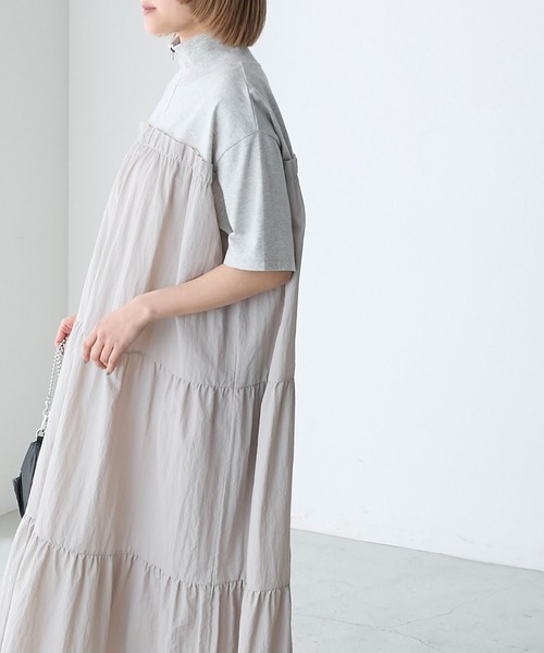 forksy.(フォルクシー)の「【forksy.】ハーフジップドッキングティアード半袖ワンピース(ワンピース・レディース・オートミール/ネイビー/スミクロ/ライトブルー/グレー・FREE)」の15枚目の写真