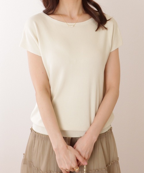 Lace Ladies（レースレディース）の「ソリッドカラー ラウンドネック ドルマン 半袖 プルオーバー（ニット/セーター・レディース・ライトブルー/ホワイト/ダークグレー/アイボリー・FREE）」の14枚目の写真