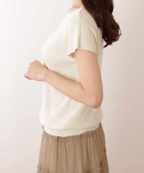 Lace Ladies（レースレディース）の「ソリッドカラー ラウンドネック ドルマン 半袖 プルオーバー（ニット/セーター・レディース・ライトブルー/ホワイト/ダークグレー/アイボリー・FREE）」の16枚目の写真