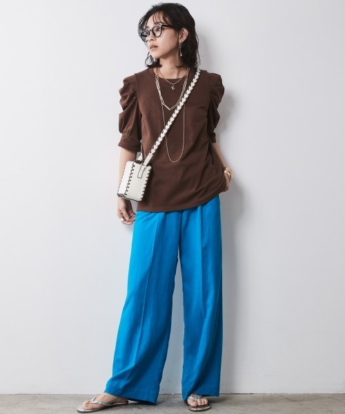 CHIC STYLE(シックスタイル)の「<大きいサイズ>綿100%パフスリーブカットソー シックスタイル(Tシャツ/カットソー・レディース・ブラウン/ブラック・5L/4L/3L/LL/L)」の11枚目の写真