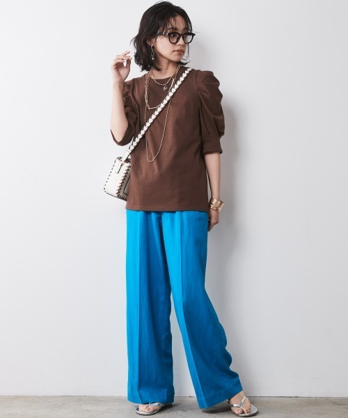 CHIC STYLE(シックスタイル)の「<大きいサイズ>綿100%パフスリーブカットソー シックスタイル(Tシャツ/カットソー・レディース・ブラウン/ブラック・5L/4L/3L/LL/L)」の13枚目の写真