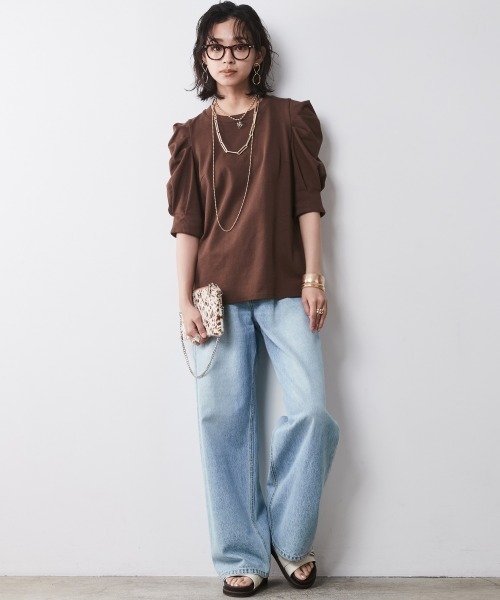 CHIC STYLE(シックスタイル)の「<大きいサイズ>綿100%パフスリーブカットソー シックスタイル(Tシャツ/カットソー・レディース・ブラウン/ブラック・5L/4L/3L/LL/L)」の20枚目の写真